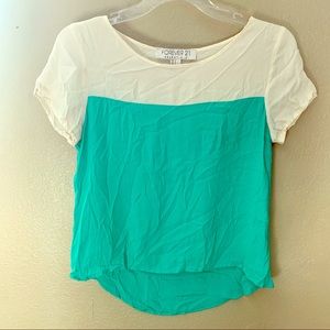 Forever 21 Teal & White Dressy Shirt